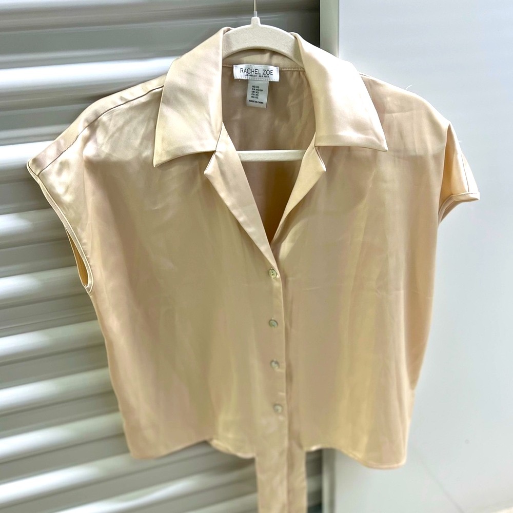 Rachel Zoe Light Beige Button-Down Shirt